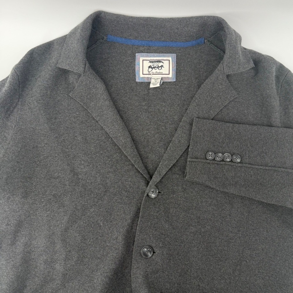 Jos A Bank 1905 Mens Tailored Fit Charcoal Gray Knit Blazer Cardigan Button Up M